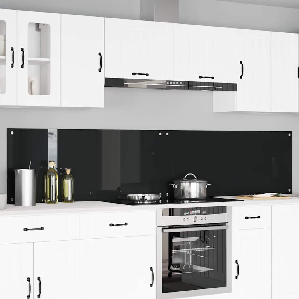 Kitchen Backsplash 2 pcs Black 120 x 50 cm Tempered Glass