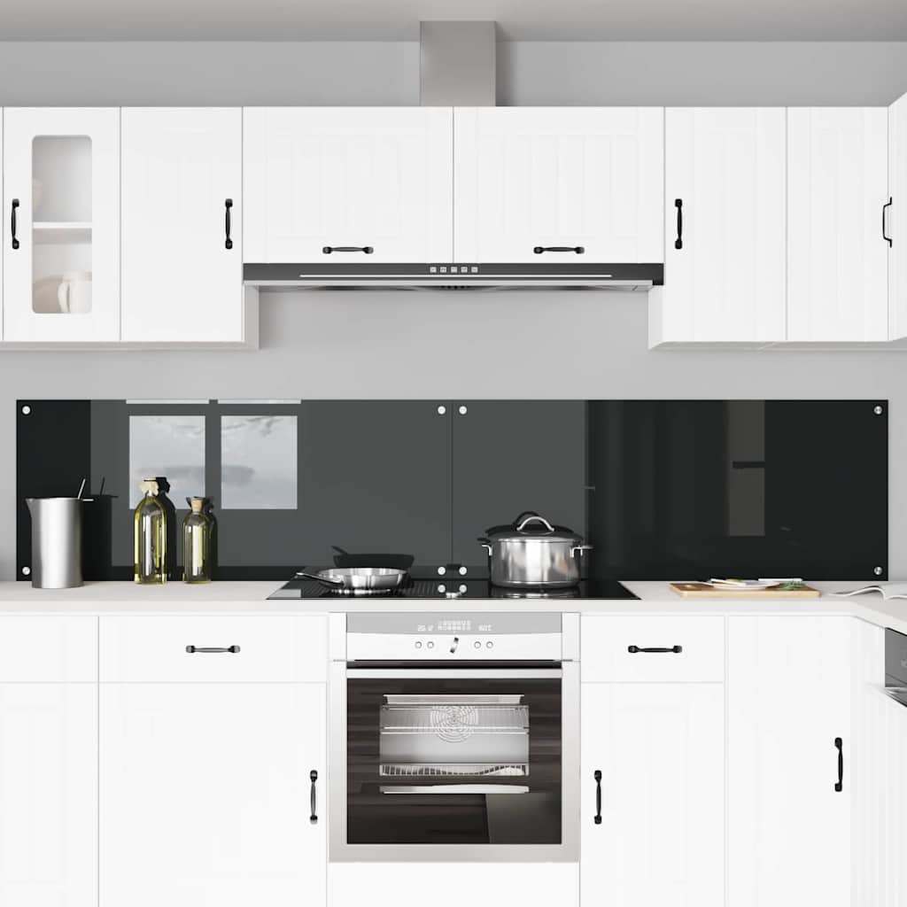 Kitchen Backsplash 2 pcs Black 120 x 50 cm Tempered Glass