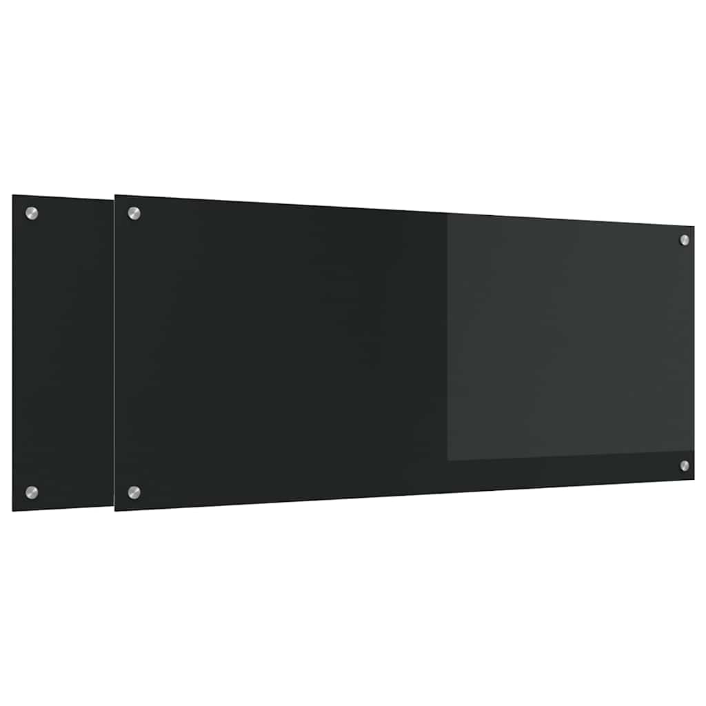 Kitchen Backsplash 2 pcs Black 120 x 50 cm Tempered Glass