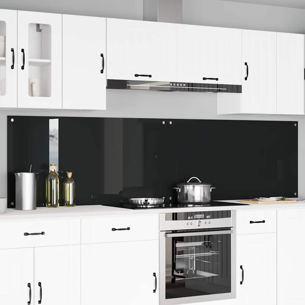 Kitchen Backsplash 2 pcs Black 120 x 60 cm Tempered Glass