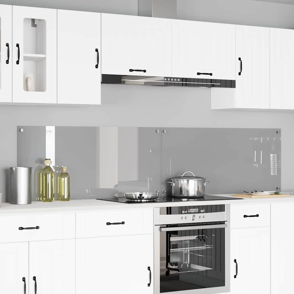 Kitchen Backsplash 2 pcs Light Grey 110 x 50 cm Tempered Glass