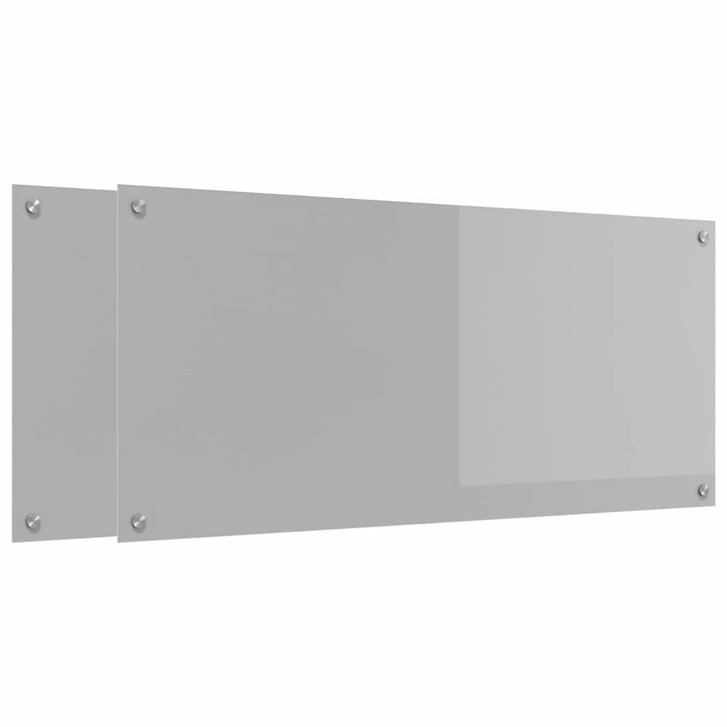 Kitchen Backsplash 2 pcs Light Grey 110 x 50 cm Tempered Glass
