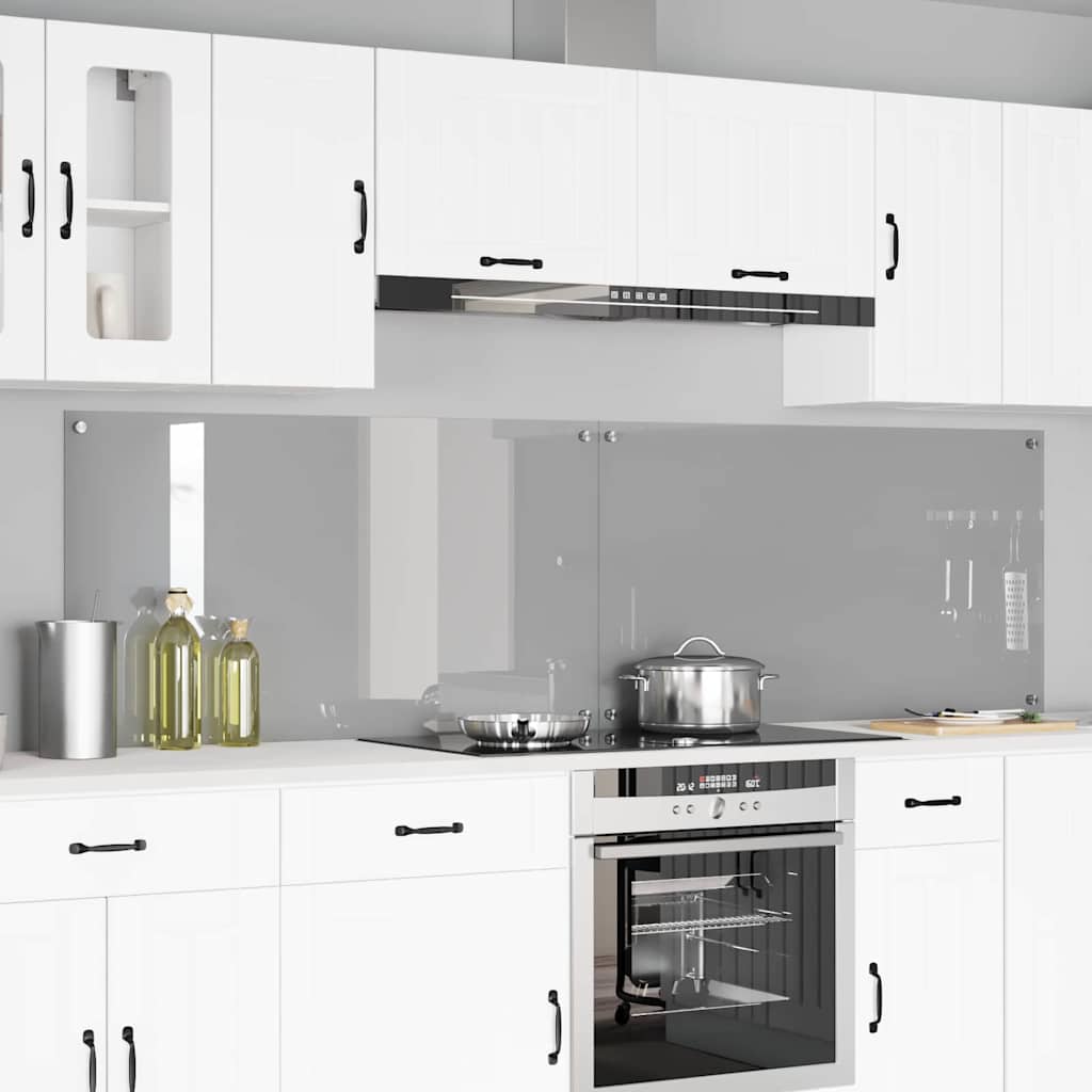 Kitchen Backsplash 2 pcs Light Grey 110 x 60 cm Tempered Glass