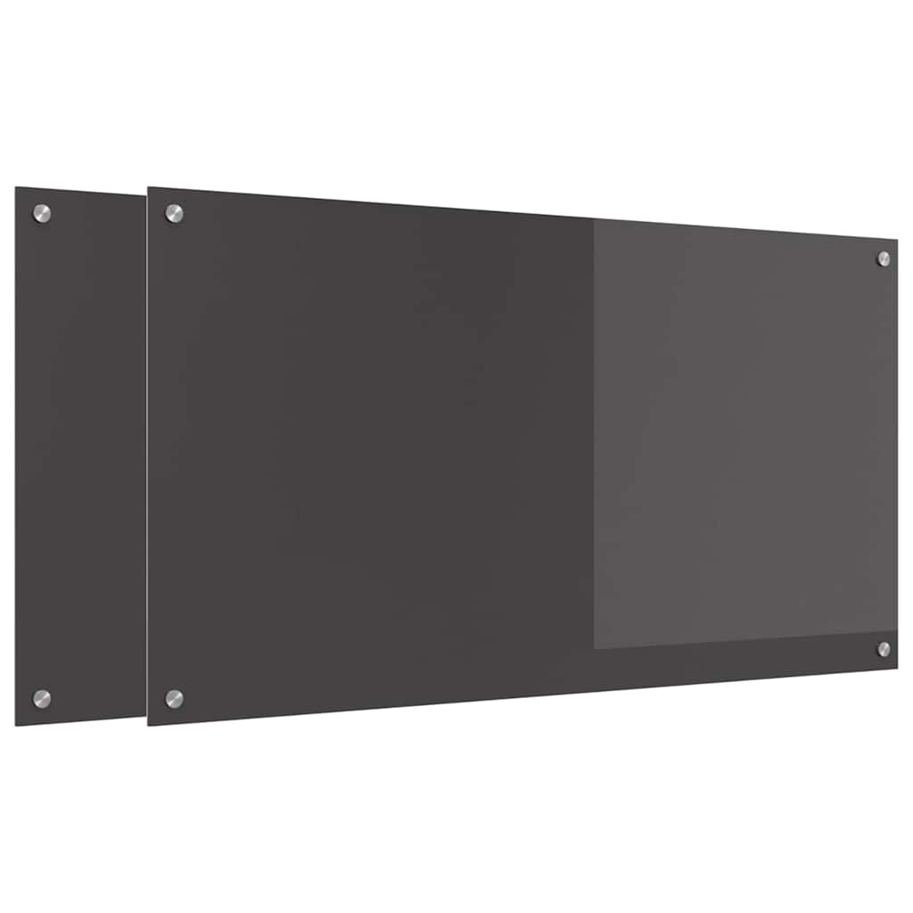 Kitchen Backsplash 2 pcs Dark Grey 110 x 60 cm Tempered Glass