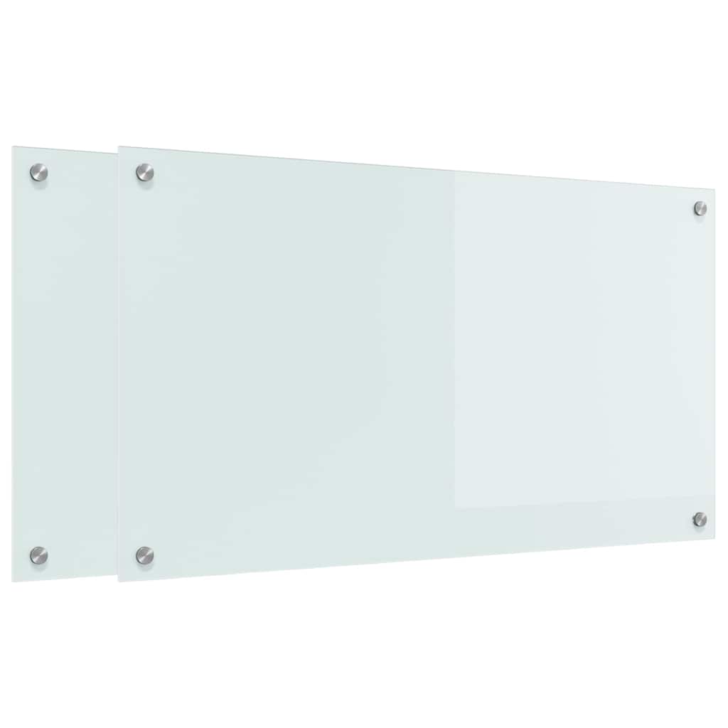 Kitchen Backsplash 2 pcs White 90 x 50 cm Tempered Glass
