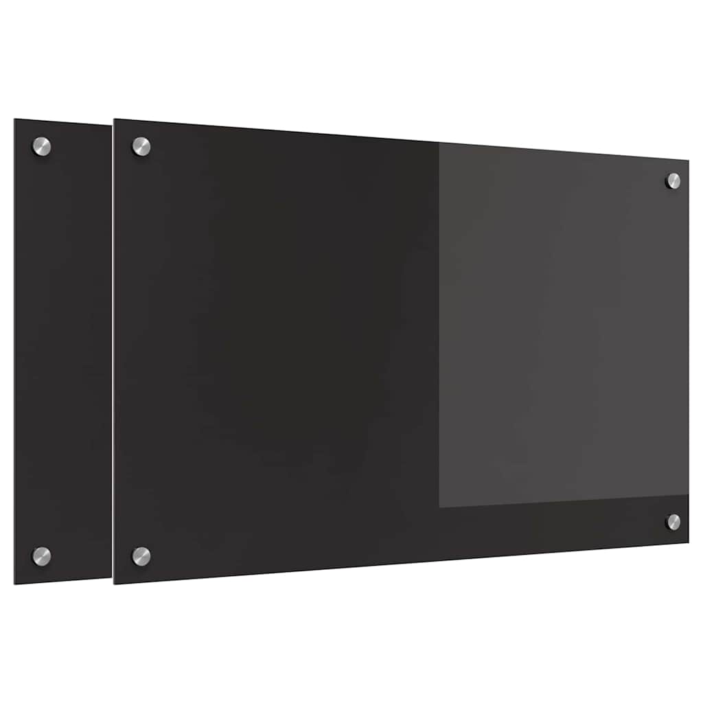 Kitchen Backsplash 2 pcs Black 80 x 50 cm Tempered Glass