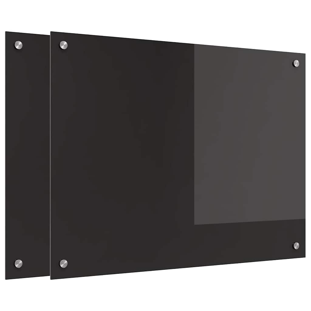 Kitchen Backsplash 2 pcs Black 80 x 60 cm Tempered Glass