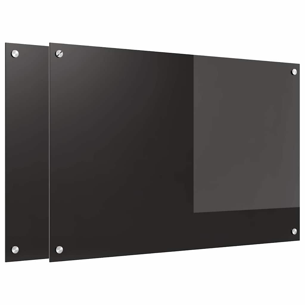 Kitchen Backsplash 2 pcs Black 90 x 60 cm Tempered Glass