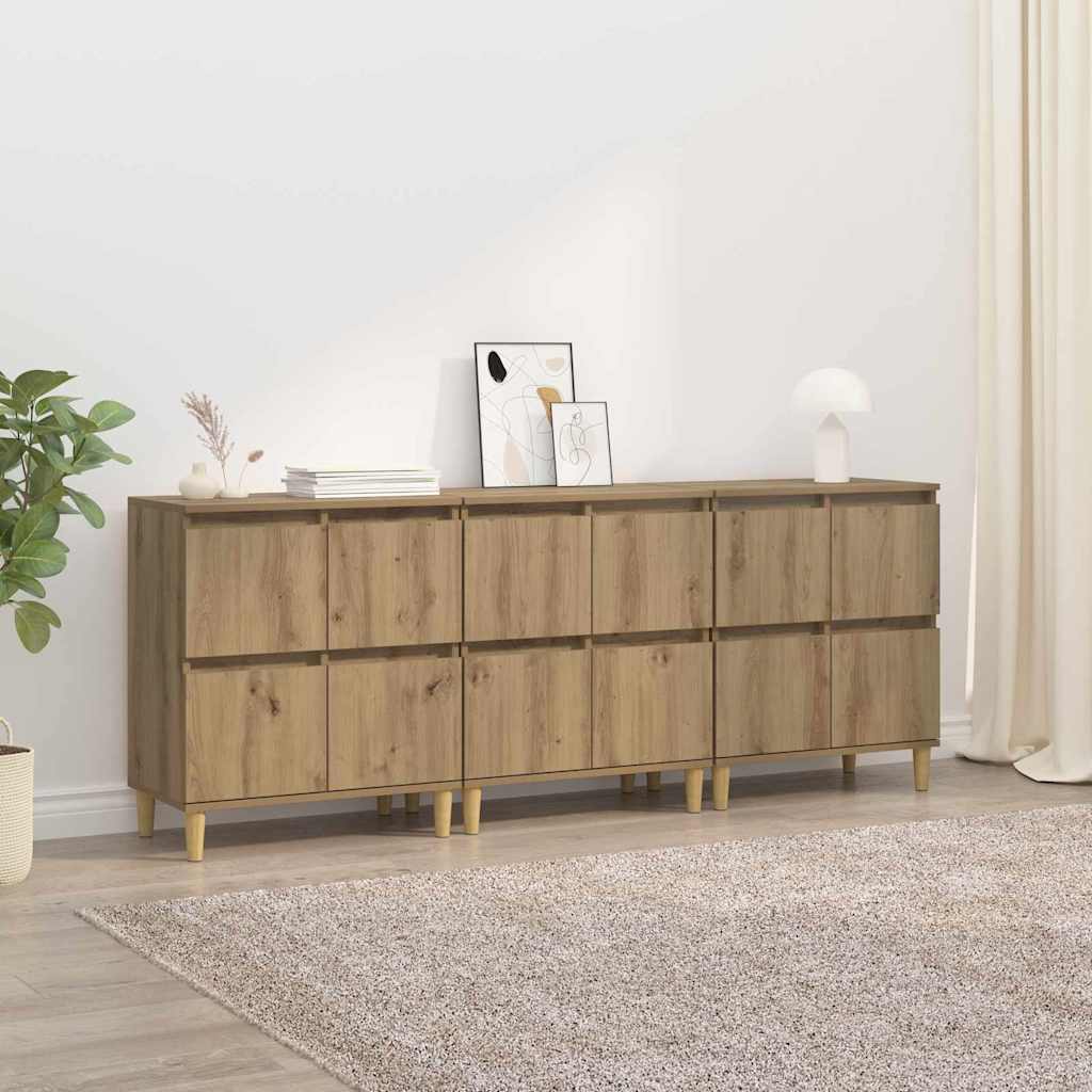 Sideboards 3 pcs Artisan Oak 60 x 35 x 70 cm Engineered Wood