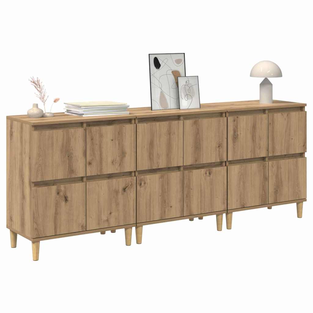 Sideboards 3 pcs Artisan Oak 60 x 35 x 70 cm Engineered Wood