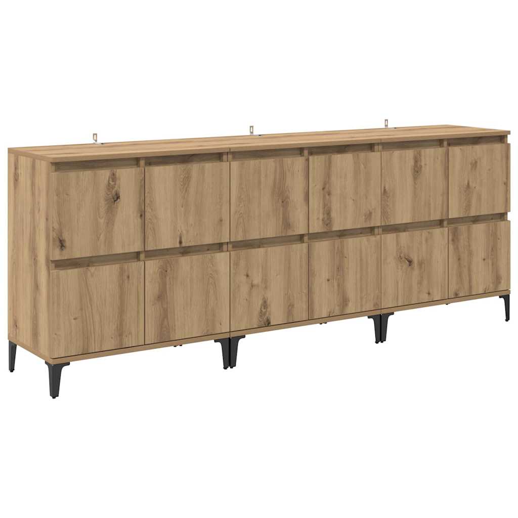 Sideboards 3 pcs Artisan Oak 60 x 35 x 70 cm Engineered Wood