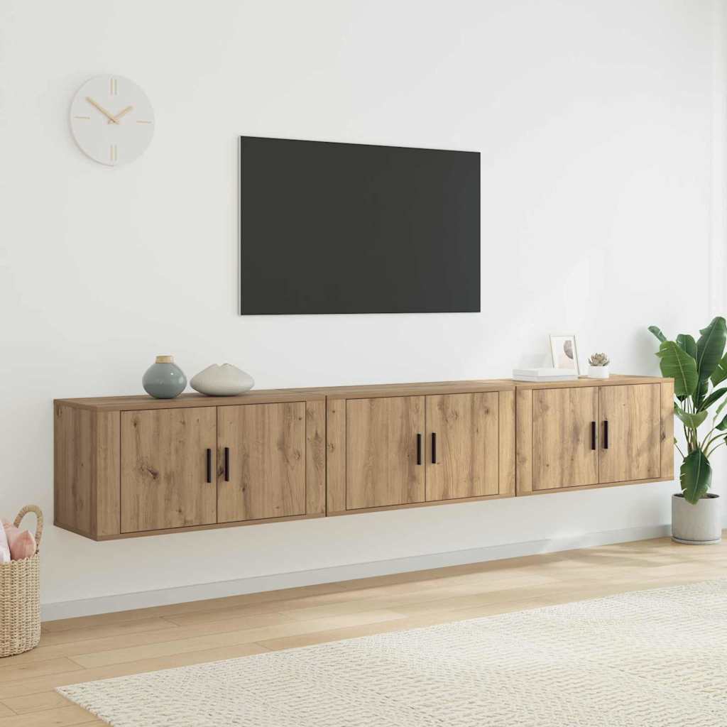 Wall-mounted TV Cabinet Set 3 pcs Artisan Oak 80 x 34.5 x 40 cm