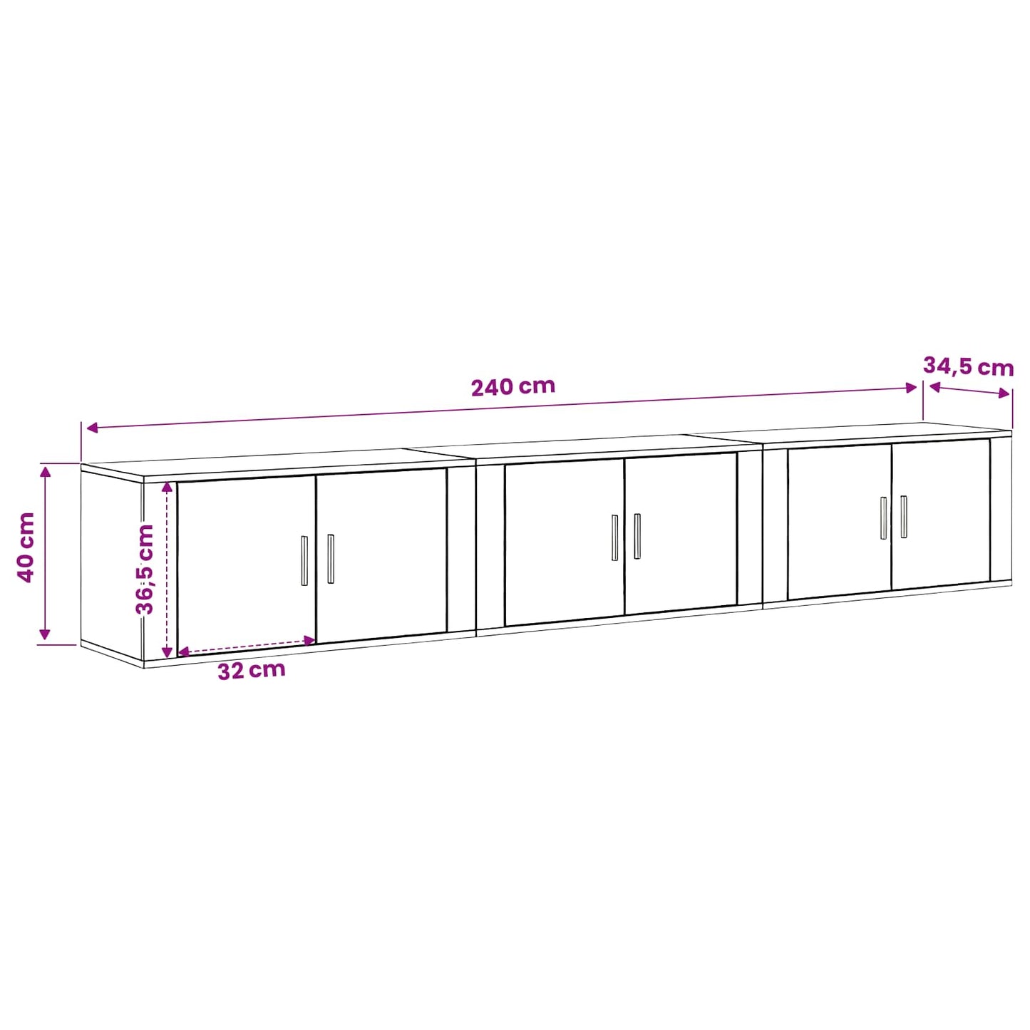 Wall-mounted TV Cabinet Set 3 pcs Artisan Oak 80 x 34.5 x 40 cm
