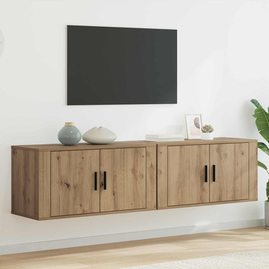 Wall-mounted TV Cabinet Set 2 pcs Artisan Oak 80 x 34.5 x 40 cm