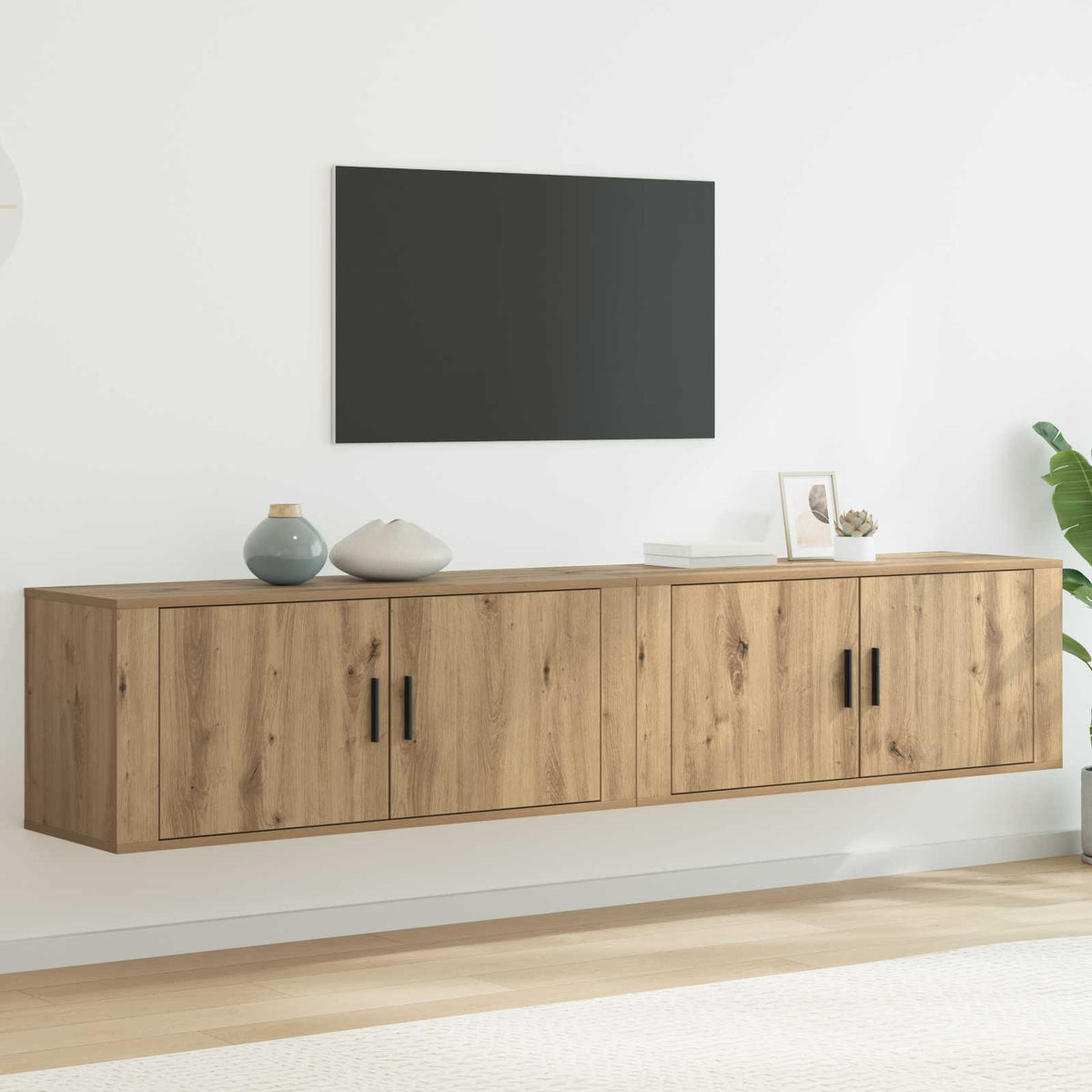 Wall-mounted TV Cabinet Set 2 pcs Artisan Oak Engineered Wood