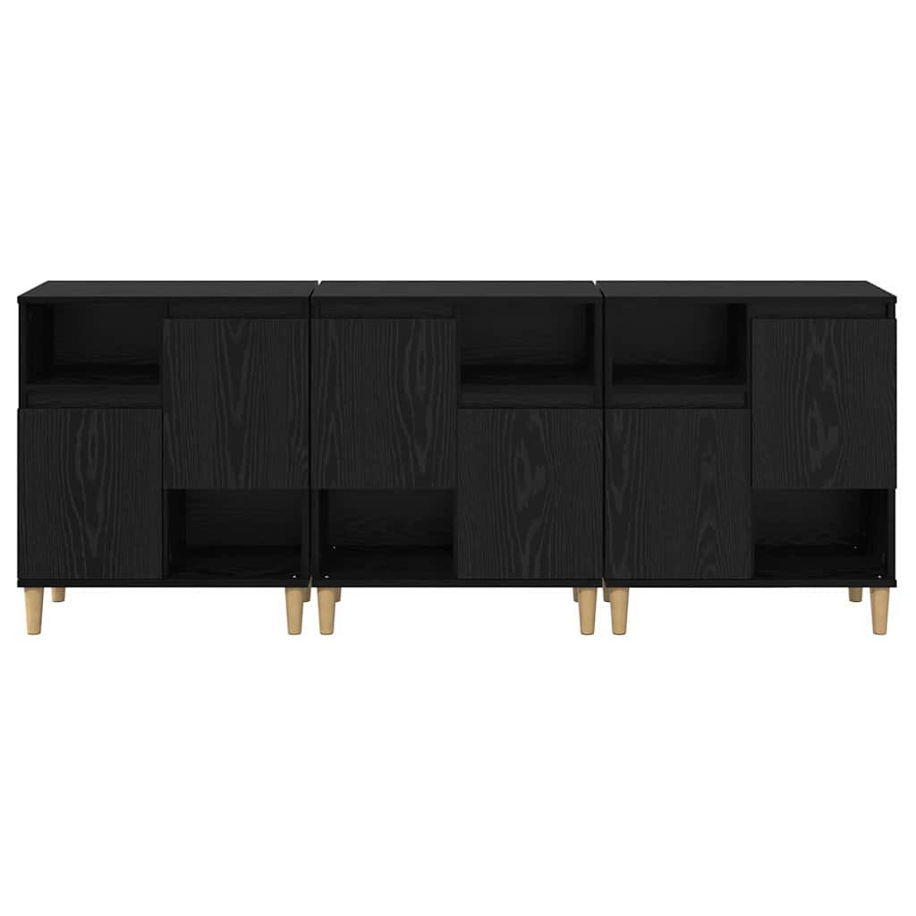 Sideboards 3 pcs Black Oak 60 x 35 x 70 cm Engineered Wood