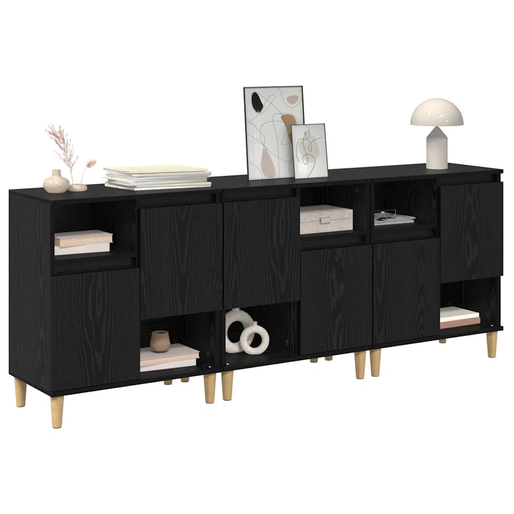 Sideboards 3 pcs Black Oak 60 x 35 x 70 cm Engineered Wood