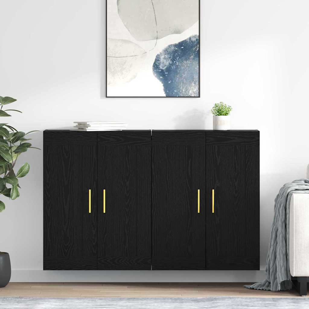 Wall-mounted Cabinet 2 pcs Black Oak 69.5 x 34 x 90 cm