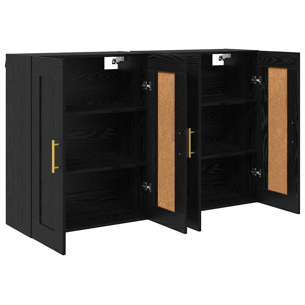Wall-mounted Cabinet 2 pcs Black Oak 69.5 x 34 x 90 cm