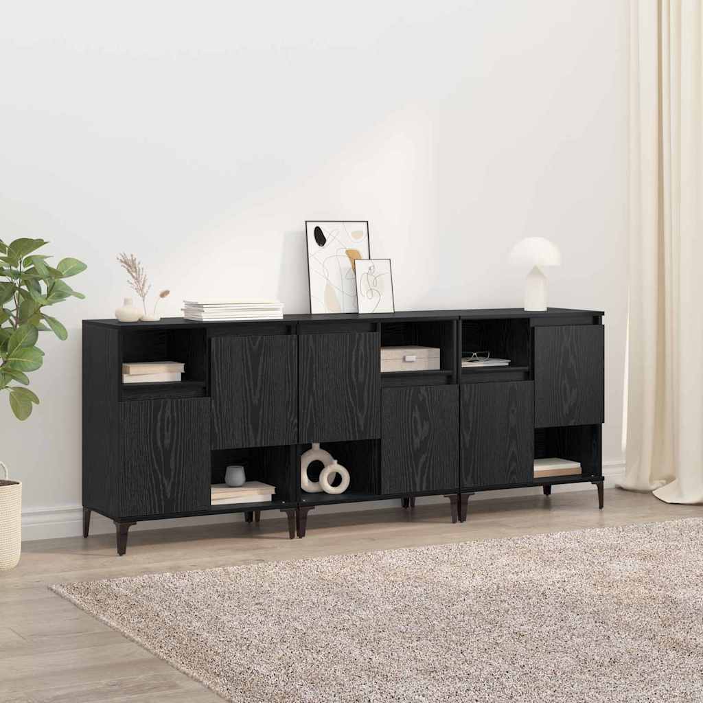 Sideboards 3 pcs Black Oak 60 x 35 x 70 cm Engineered Wood