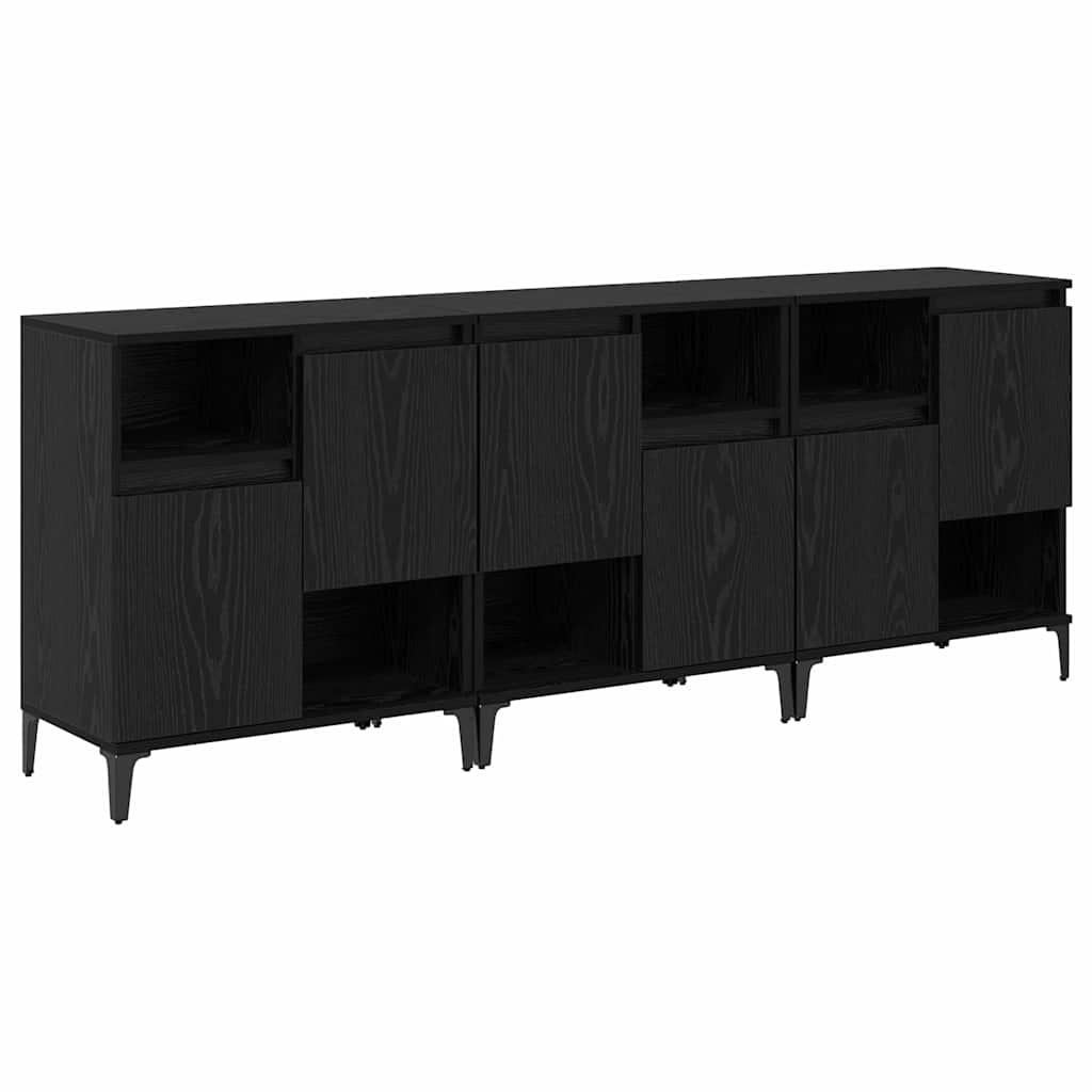 Sideboards 3 pcs Black Oak 60 x 35 x 70 cm Engineered Wood
