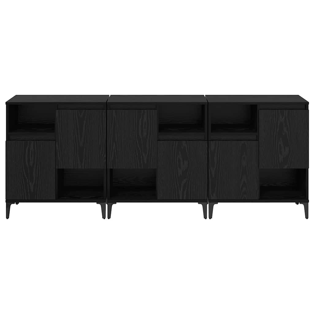 Sideboards 3 pcs Black Oak 60 x 35 x 70 cm Engineered Wood