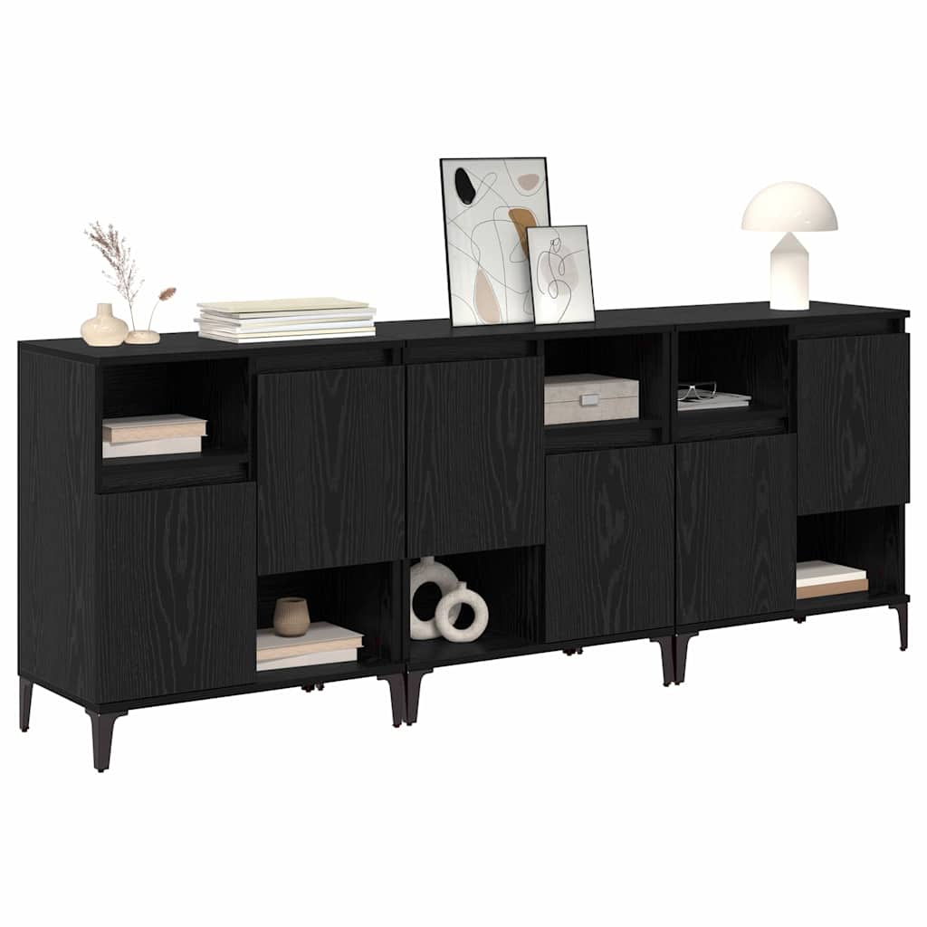 Sideboards 3 pcs Black Oak 60 x 35 x 70 cm Engineered Wood