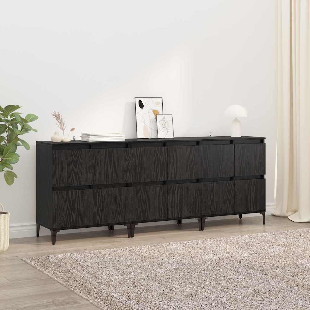 Sideboards 3 pcs Black Oak 60 x 35 x 70 cm Engineered Wood