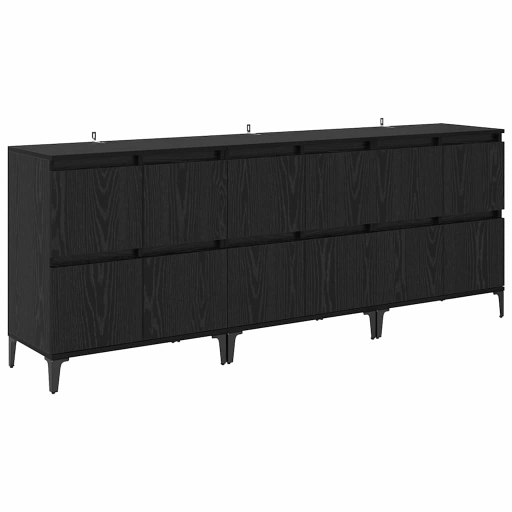 Sideboards 3 pcs Black Oak 60 x 35 x 70 cm Engineered Wood
