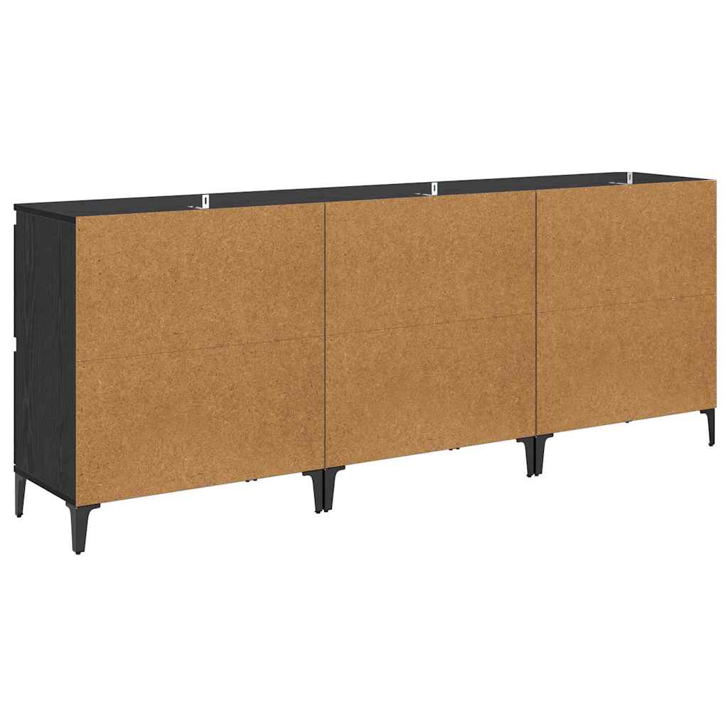 Sideboards 3 pcs Black Oak 60 x 35 x 70 cm Engineered Wood