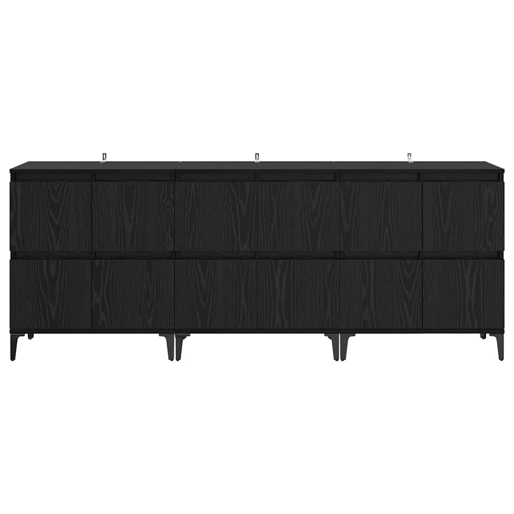 Sideboards 3 pcs Black Oak 60 x 35 x 70 cm Engineered Wood