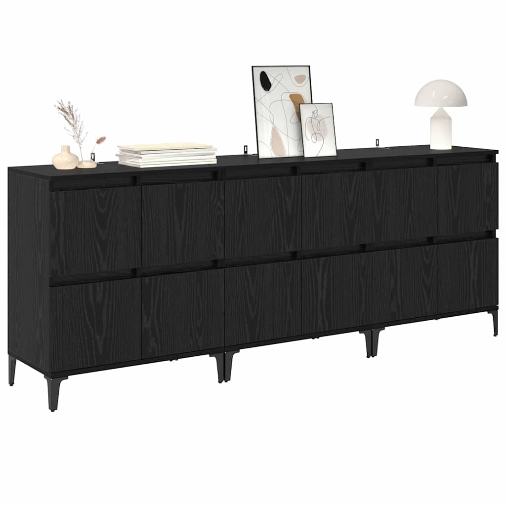 Sideboards 3 pcs Black Oak 60 x 35 x 70 cm Engineered Wood