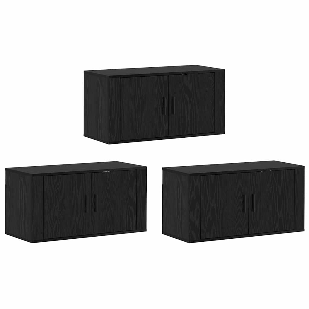 Wall-mounted TV Cabinet Set 3 pcs Black Oak 80 x 34.5 x 40 cm