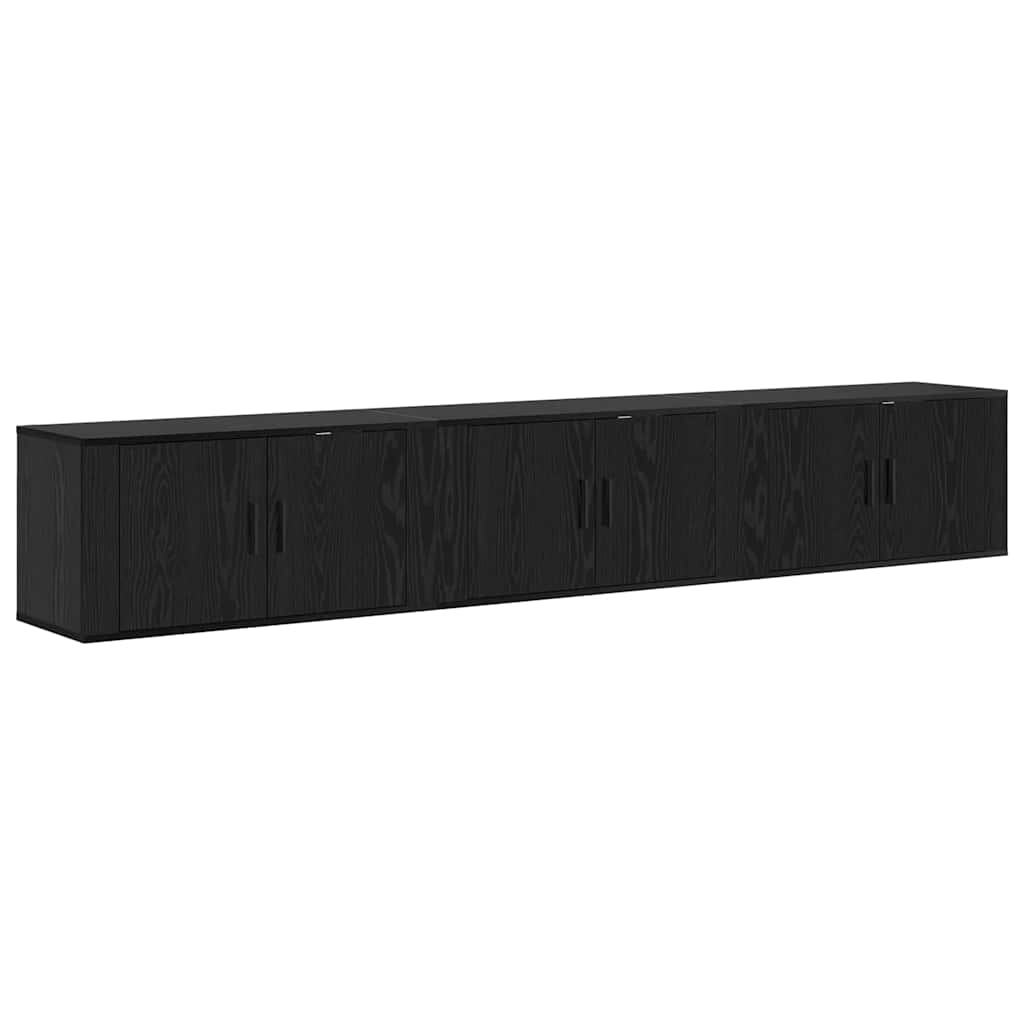 Wall-mounted TV Cabinet Set 3 pcs Black Oak 80 x 34.5 x 40 cm