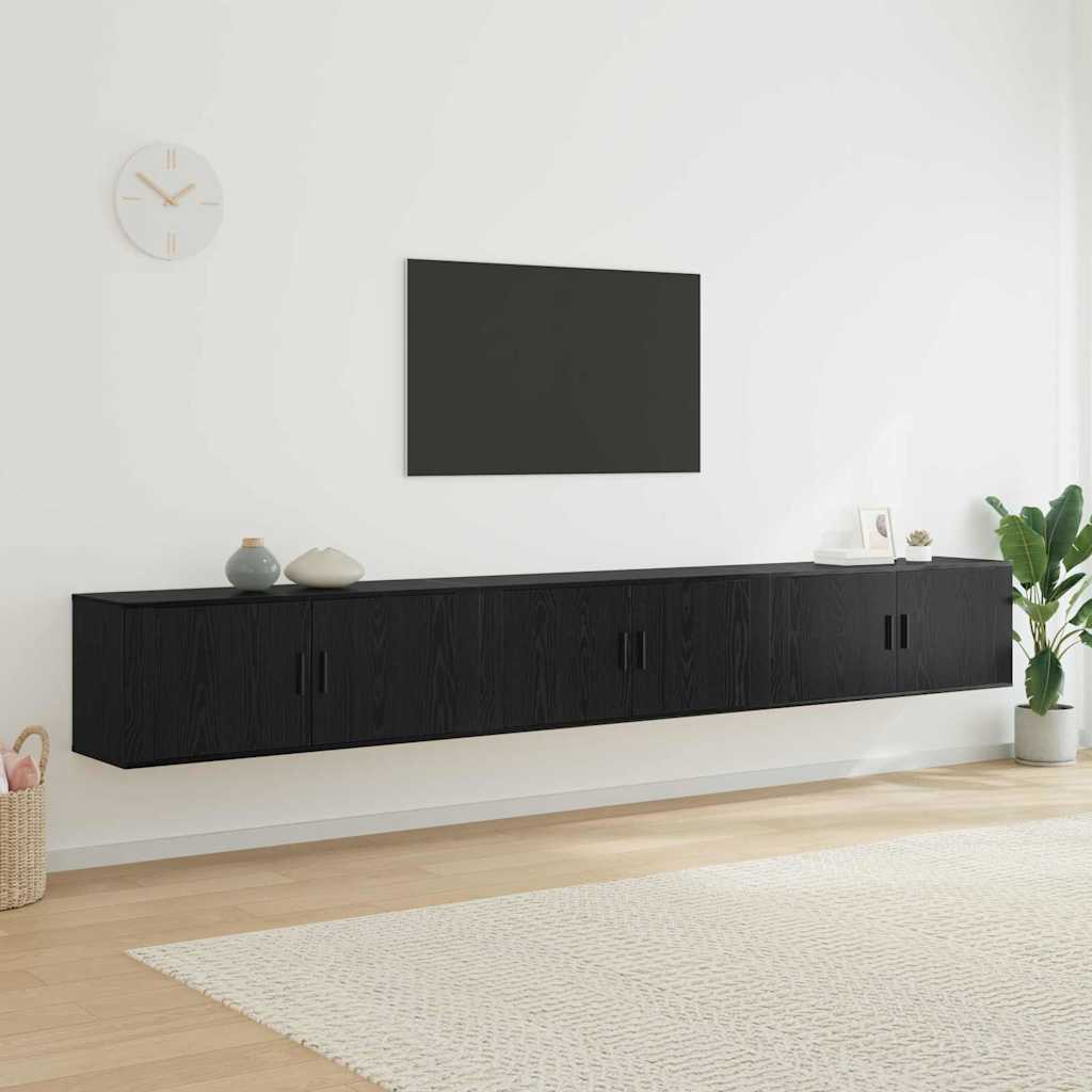 Wall-mounted TV Cabinet Set 3 pcs Black Oak 100 x 34.5 x 40 cm