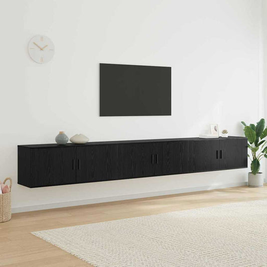 Wall-mounted TV Cabinet Set 3 pcs Black Oak 100 x 34.5 x 40 cm