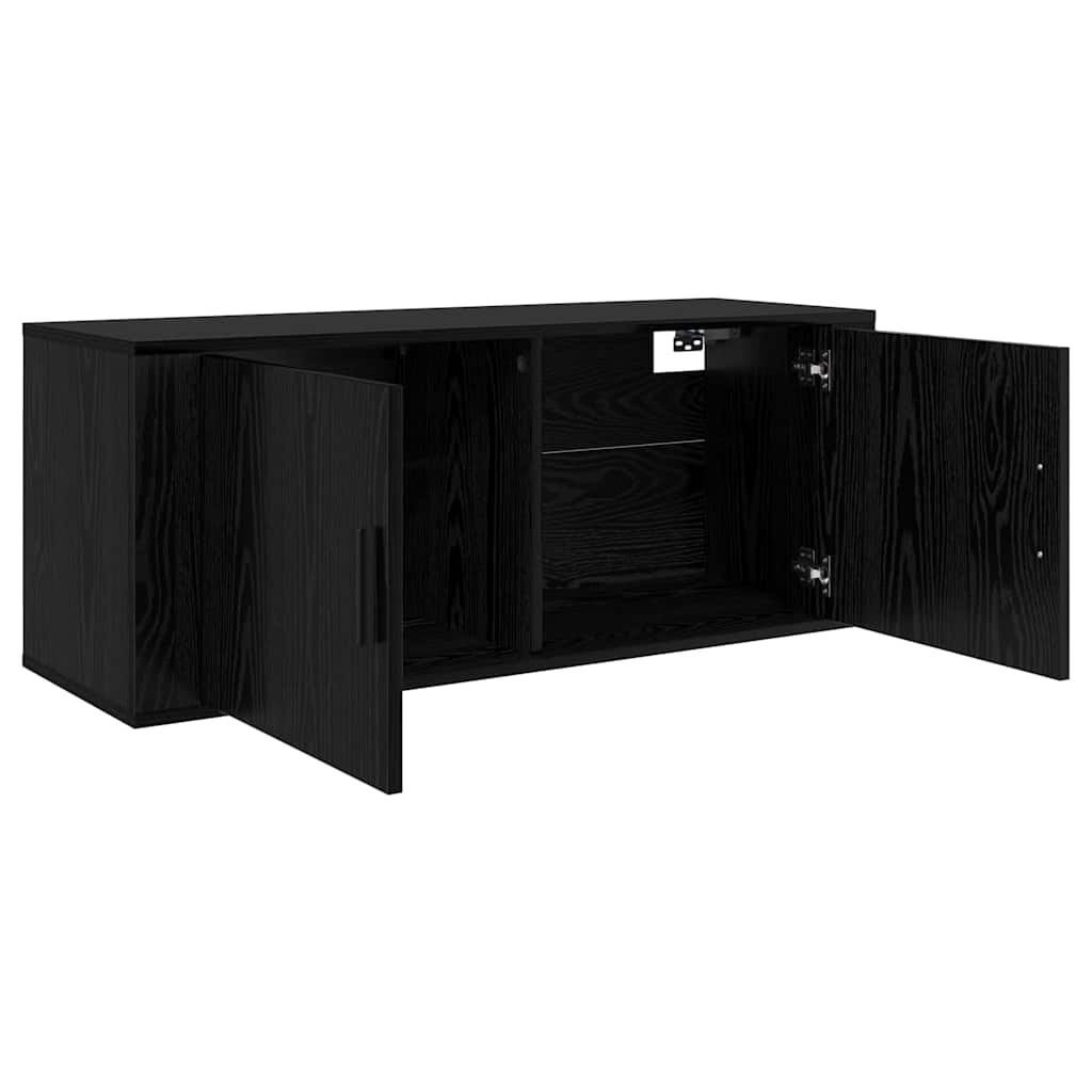Wall-mounted TV Cabinet Set 3 pcs Black Oak Engineered Wood