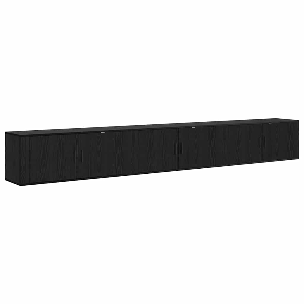 Wall-mounted TV Cabinet Set 3 pcs Black Oak Engineered Wood