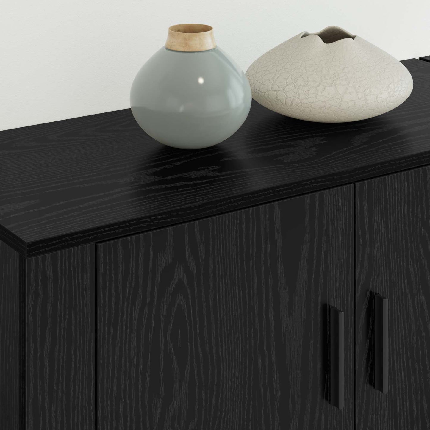 Wall-mounted TV Cabinet Set 2 pcs Black Oak Engineered Wood