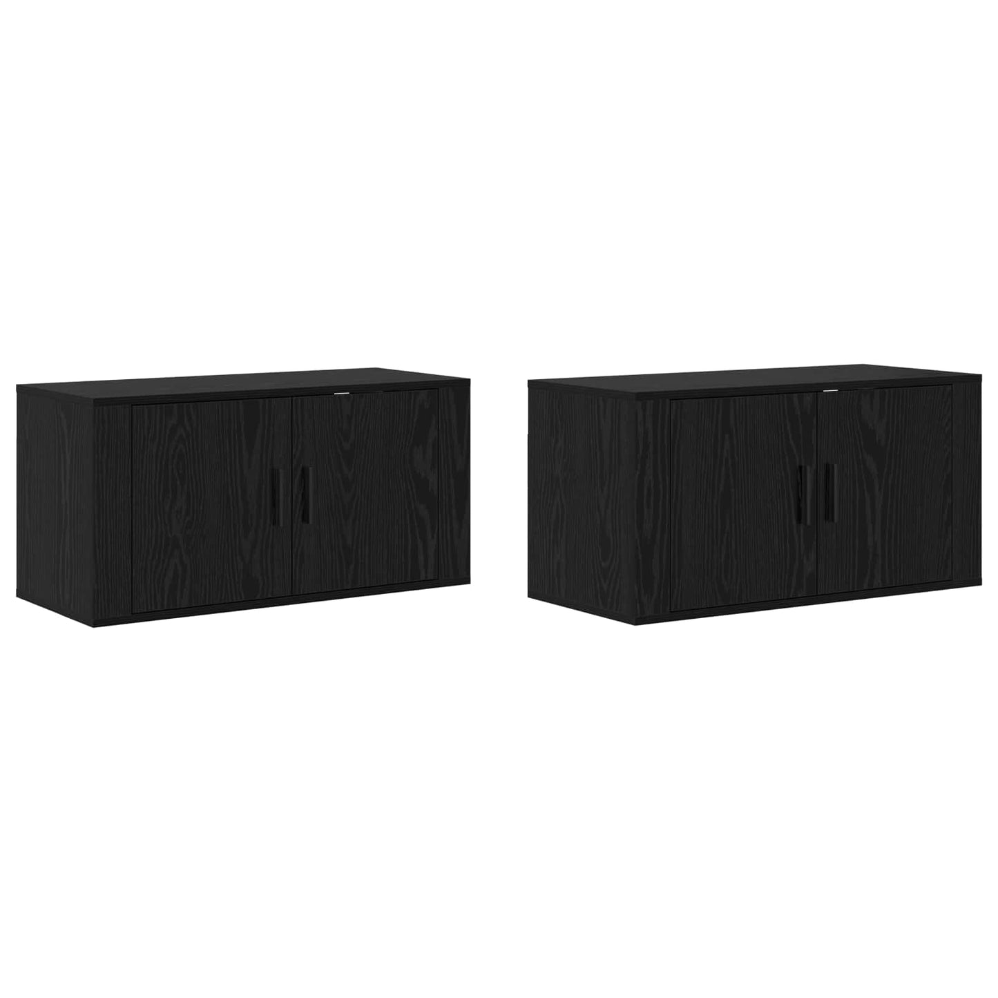 Wall-mounted TV Cabinet Set 2 pcs Black Oak Engineered Wood