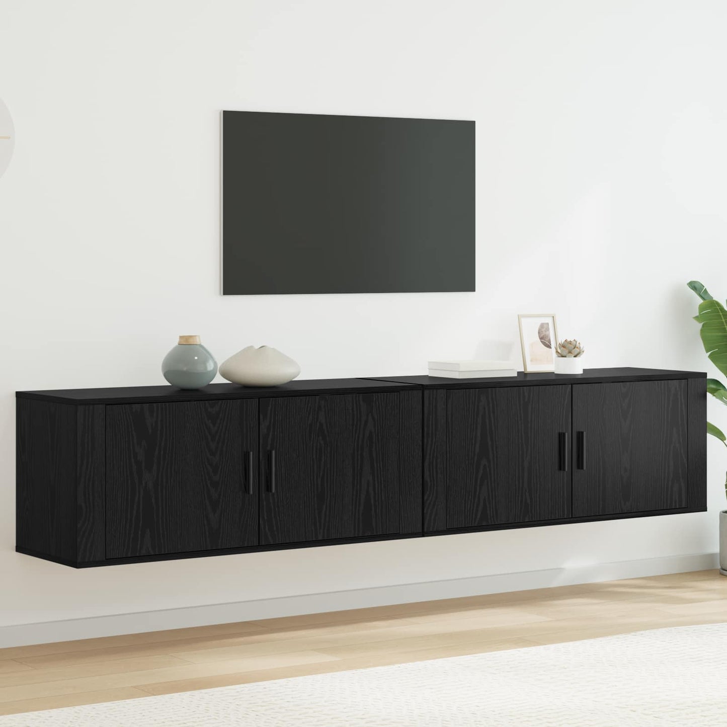 Wall-mounted TV Cabinet Set 2 pcs Black Oak 100 x 34.5 x 40 cm