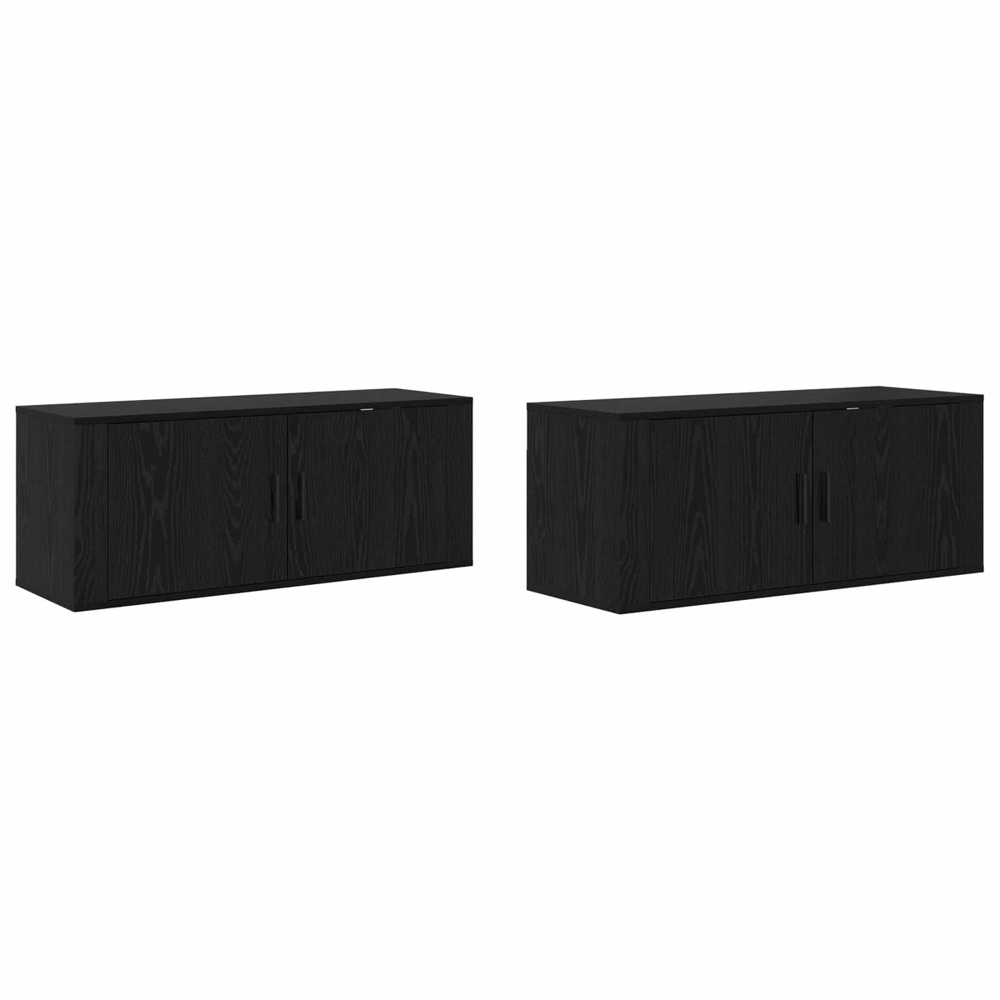 Wall-mounted TV Cabinet Set 2 pcs Black Oak Engineered Wood