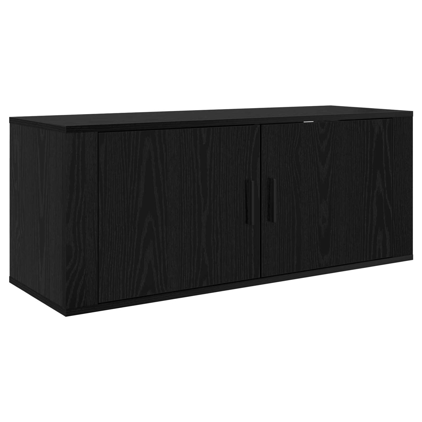 Wall-mounted TV Cabinet Set 2 pcs Black Oak Engineered Wood
