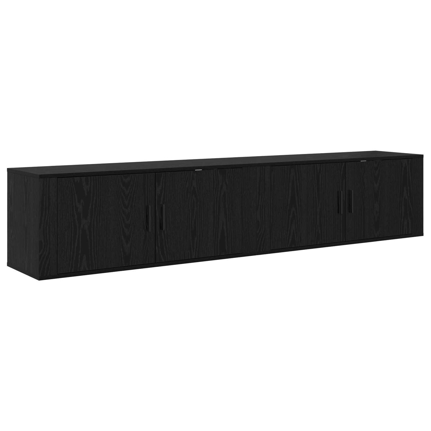 Wall-mounted TV Cabinet Set 2 pcs Black Oak Engineered Wood