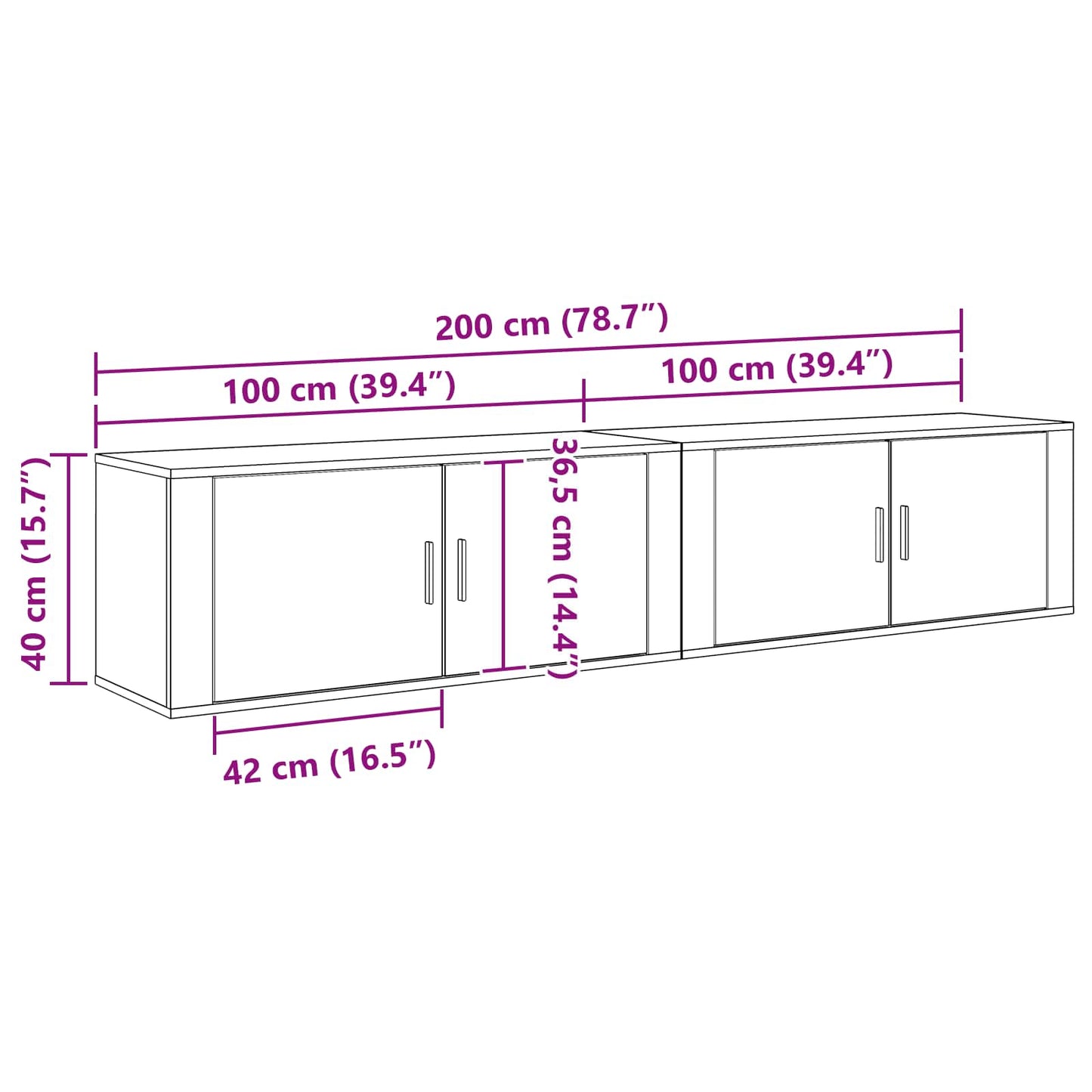 Wall-mounted TV Cabinet Set 2 pcs Black Oak Engineered Wood