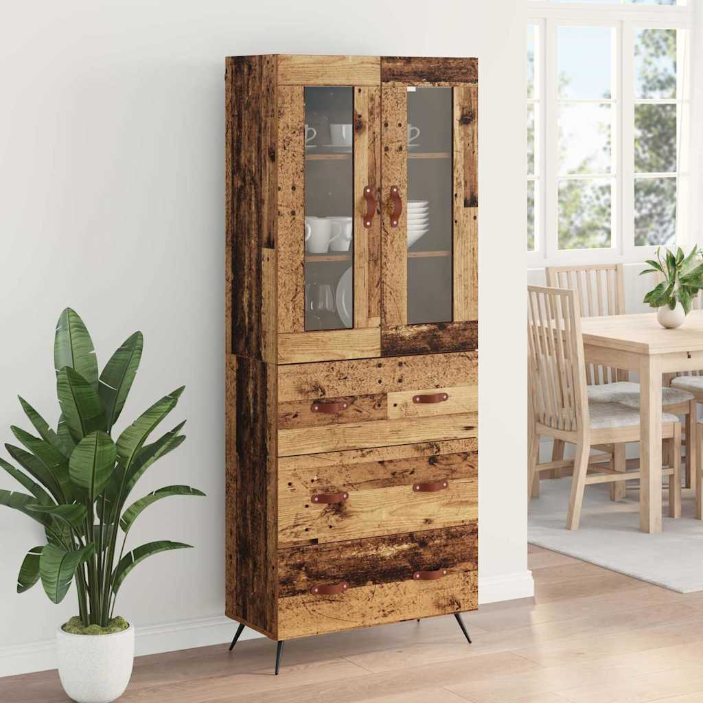 Highboard Cabinet with Shelf 2 pcs Old Wood Engineered Wood