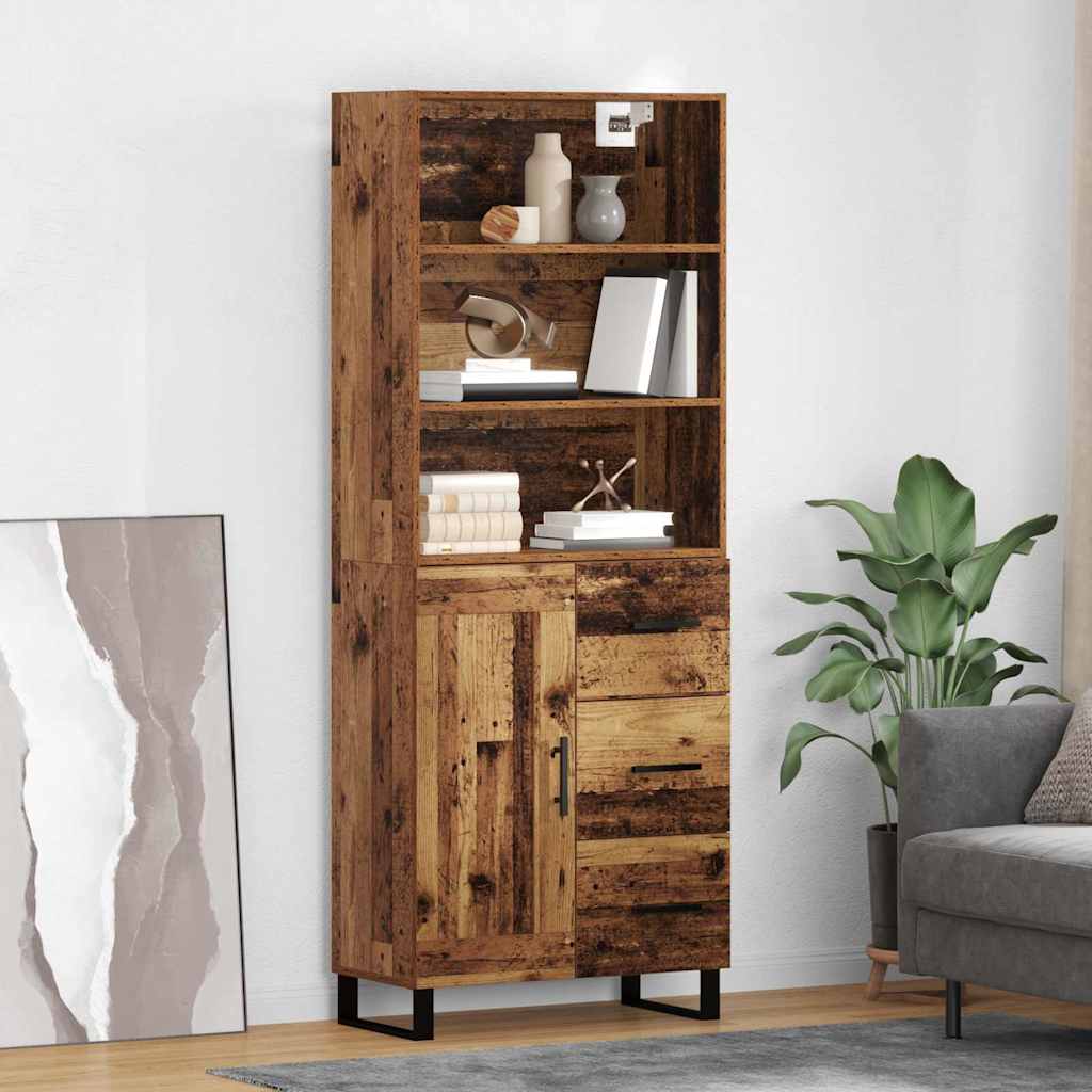 Highboard with Drawer 2 pcs Old Wood Engineered Wood