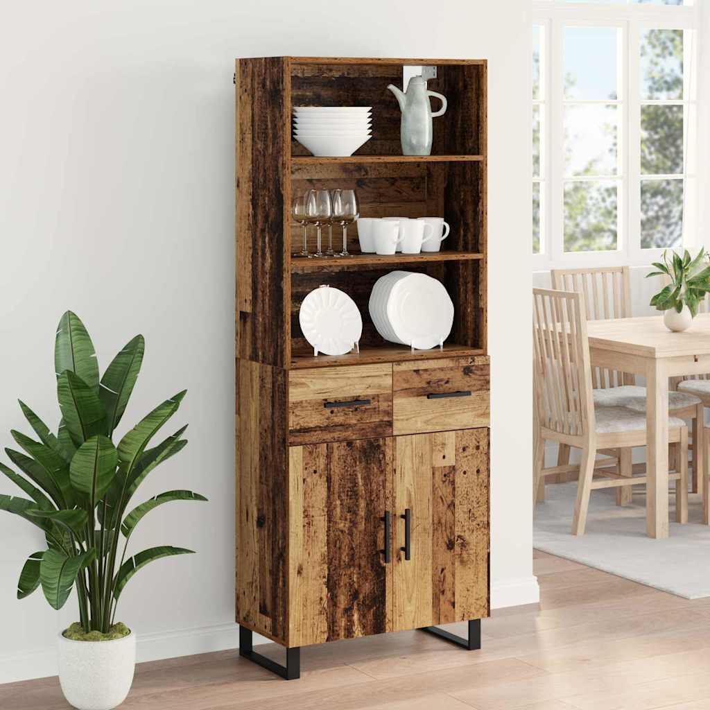 Highboard with Drawer 2 pcs Old Wood Engineered Wood