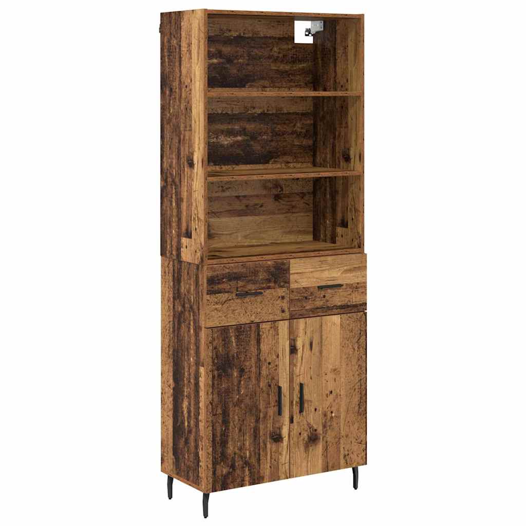 Highboard Old Wood 69.5 x 34 x 180 cm Engineered Wood and Glass