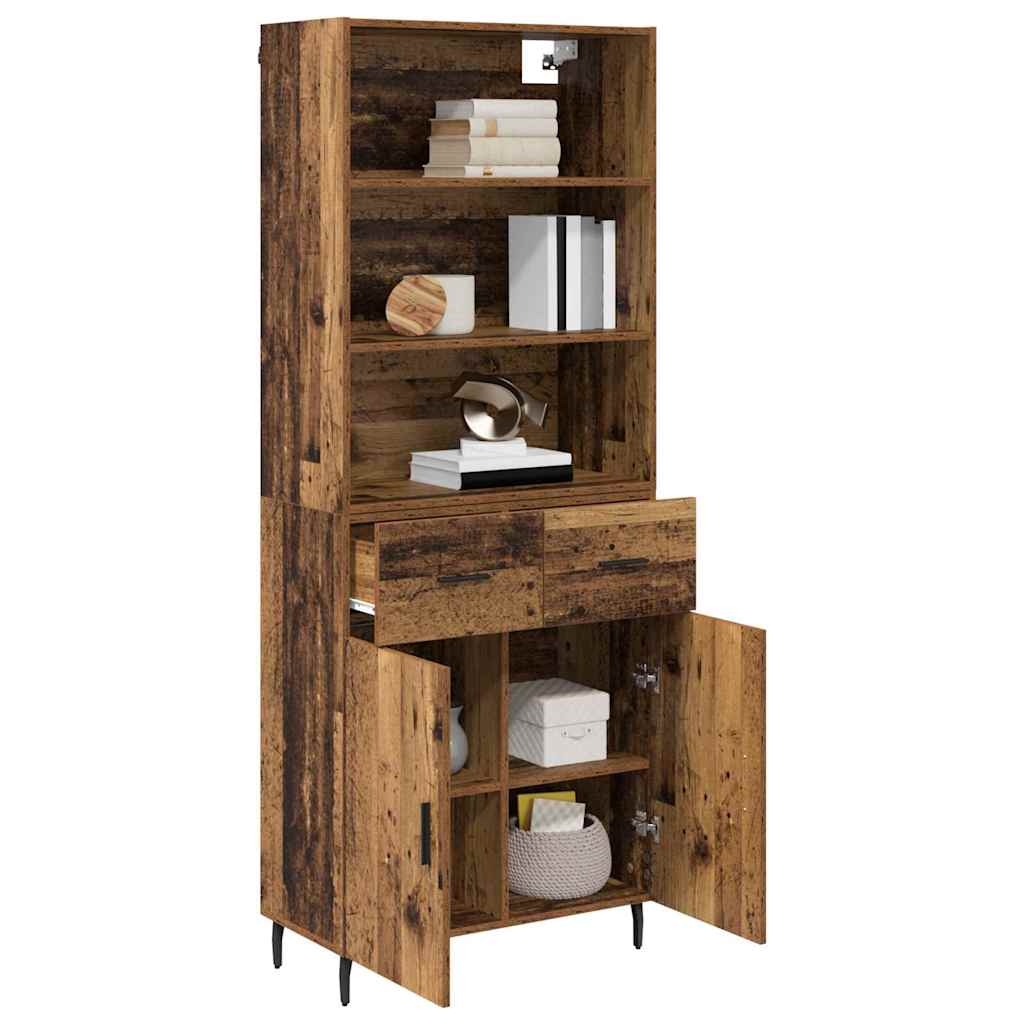 Highboard Old Wood 69.5 x 34 x 180 cm Engineered Wood and Glass